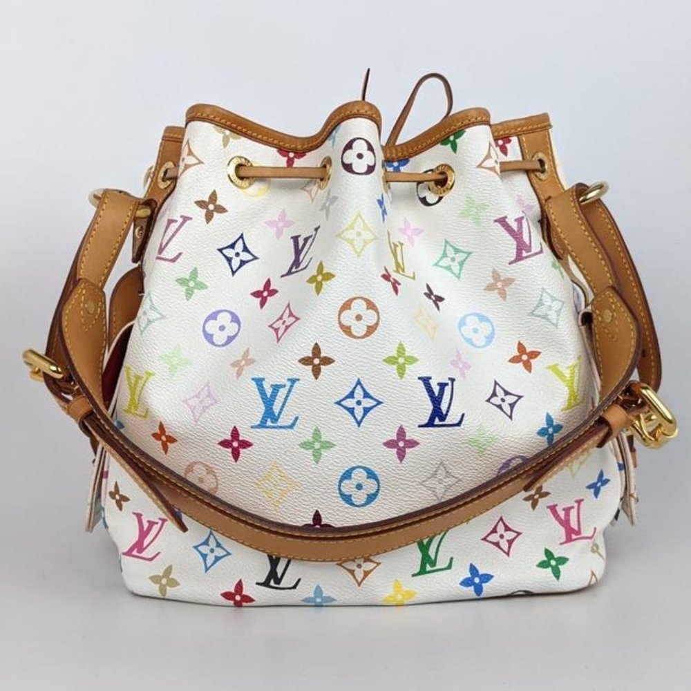 SOLD Louis Vuitton Petit Noe Murakami White Shoulder Ba - Picture 2 of 9